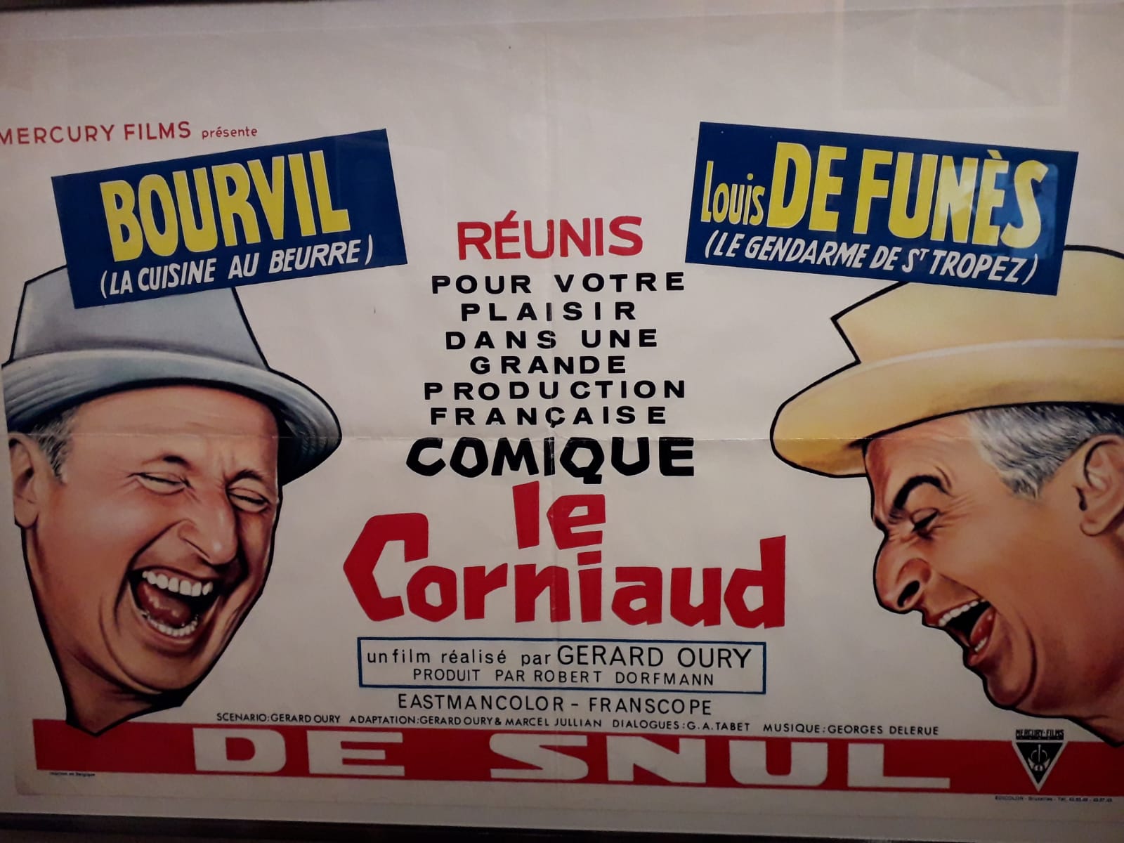 Poster Affiche Bourvil Louis De Funes Tournage La Grande